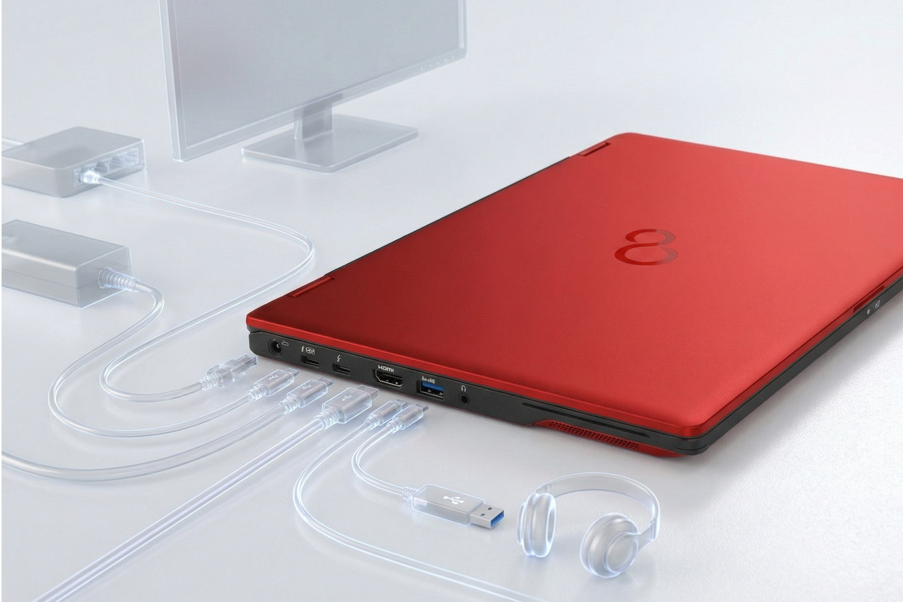 Порты Fujitsu LIFEBOOK U9312X: Thunderbolt 4, USB-A, HDMI, RJ-45, SD